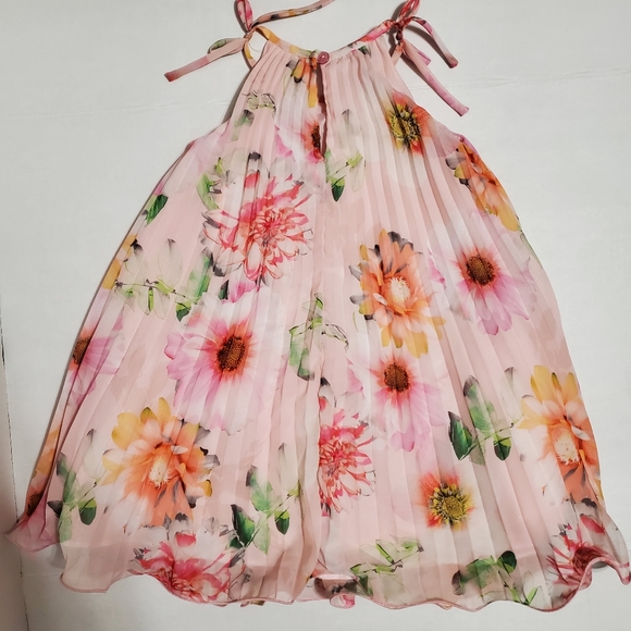 Iris & Ivy - New & Beautiful Pink Floral Pleated Trapeze Dress - Toddlers - Picture 6 of 7